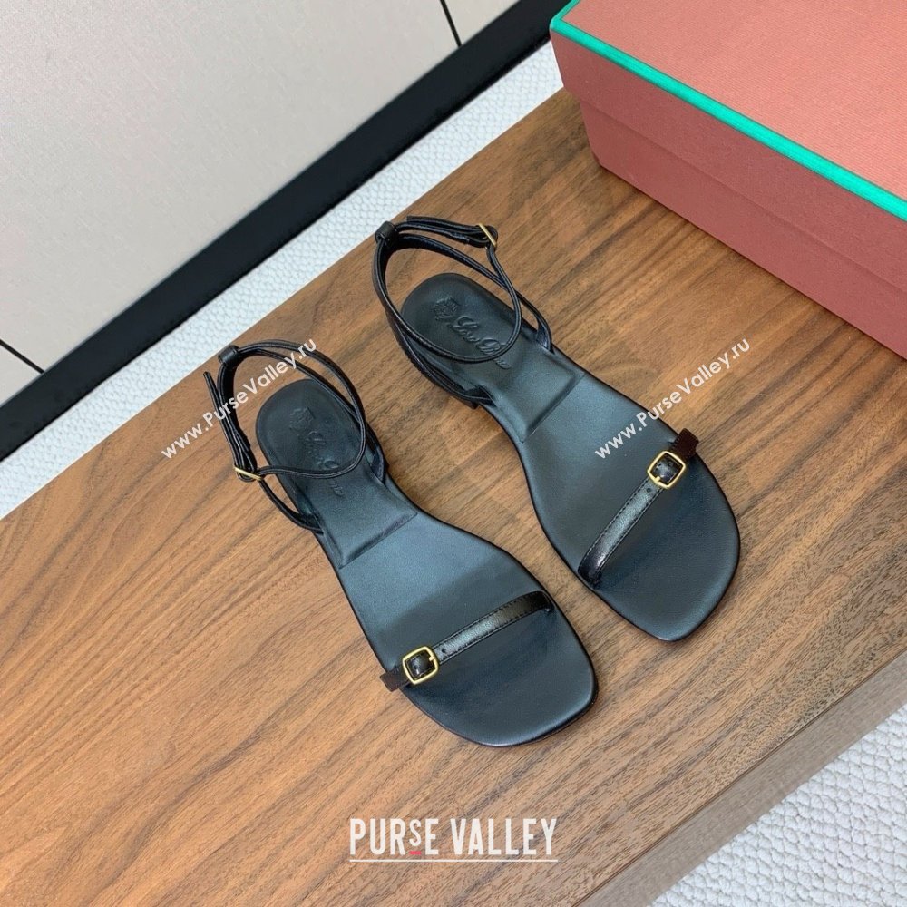 Loro Piana Lambskin Sandal in LP6601 Black 2025 (HH-25060601)