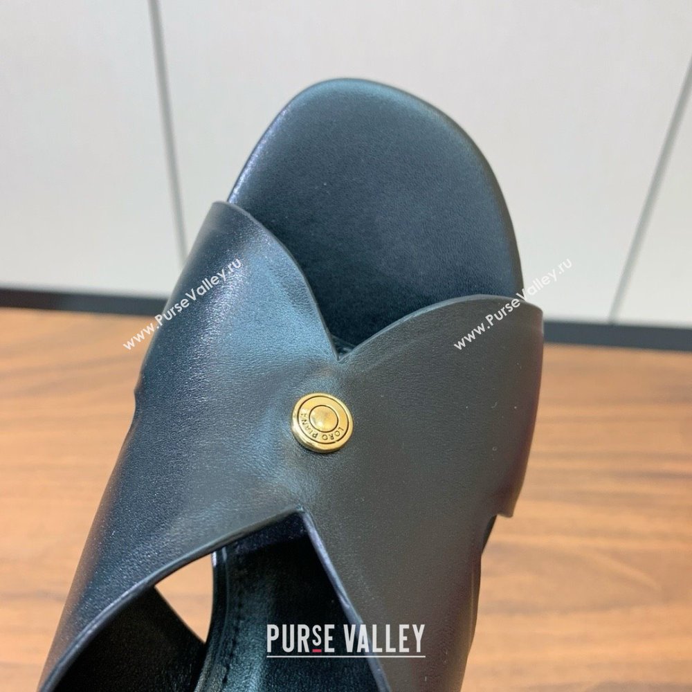 Loro Piana Vera Sandal in Calfskin 8cm Heel LP060525 Black 2025 (HH-25060525)
