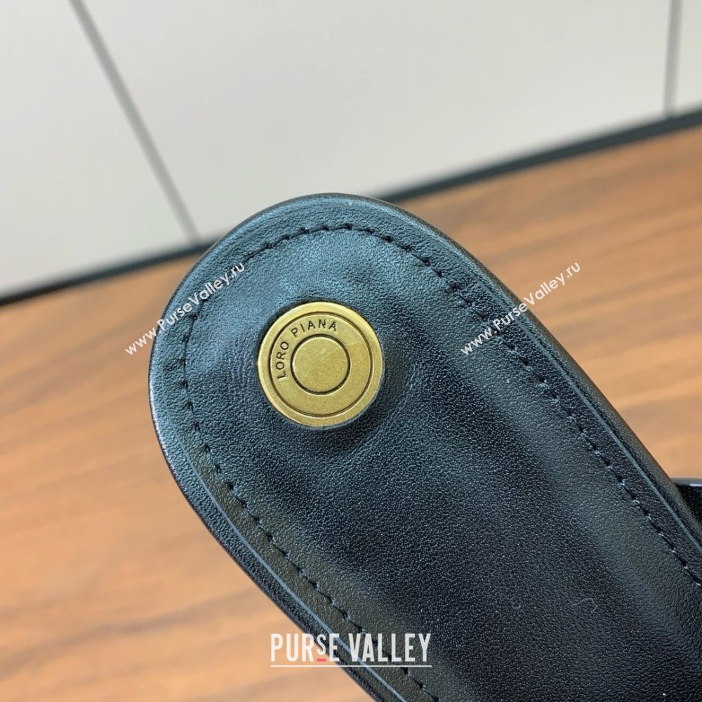 Loro Piana Vera Sandal in Calfskin 8cm Heel LP060525 Black 2025 (HH-25060525)