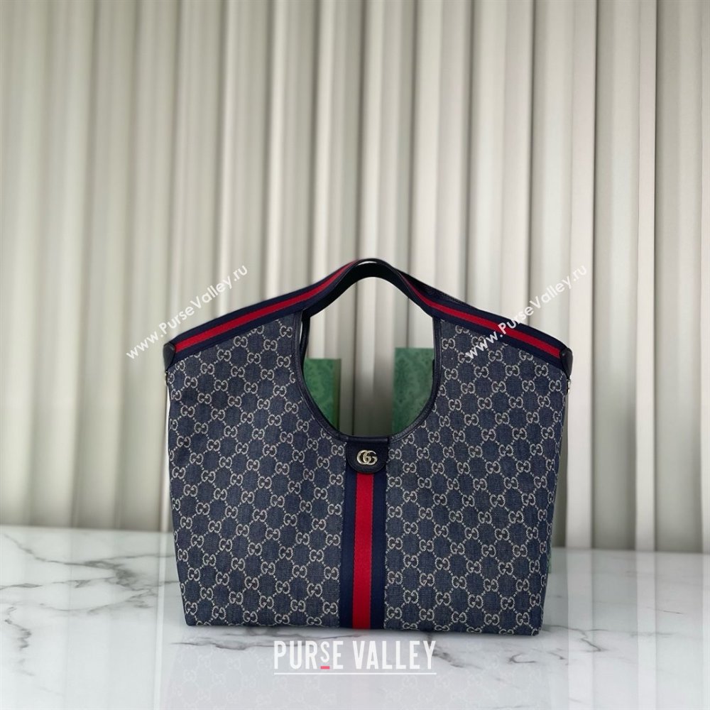 Gucci Giglio Large Tote Bag in Blue and White GG Denim 853971 2025 (DLH-25060612)