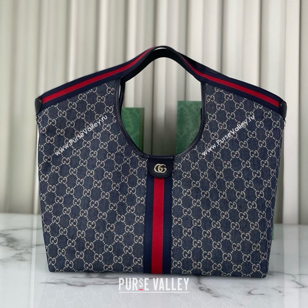 Gucci Giglio Large Tote Bag in Blue and White GG Denim 853971 2025 (DLH-25060612)