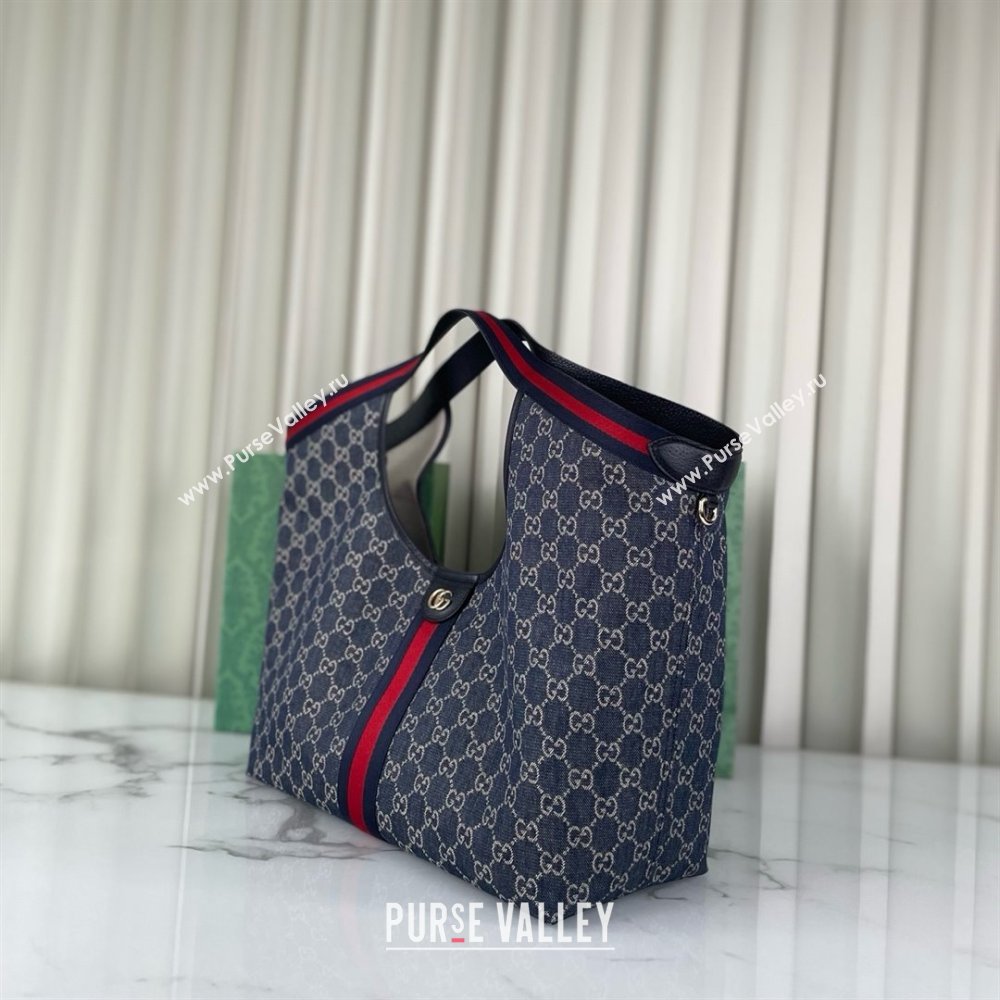 Gucci Giglio Large Tote Bag in Blue and White GG Denim 853971 2025 (DLH-25060612)