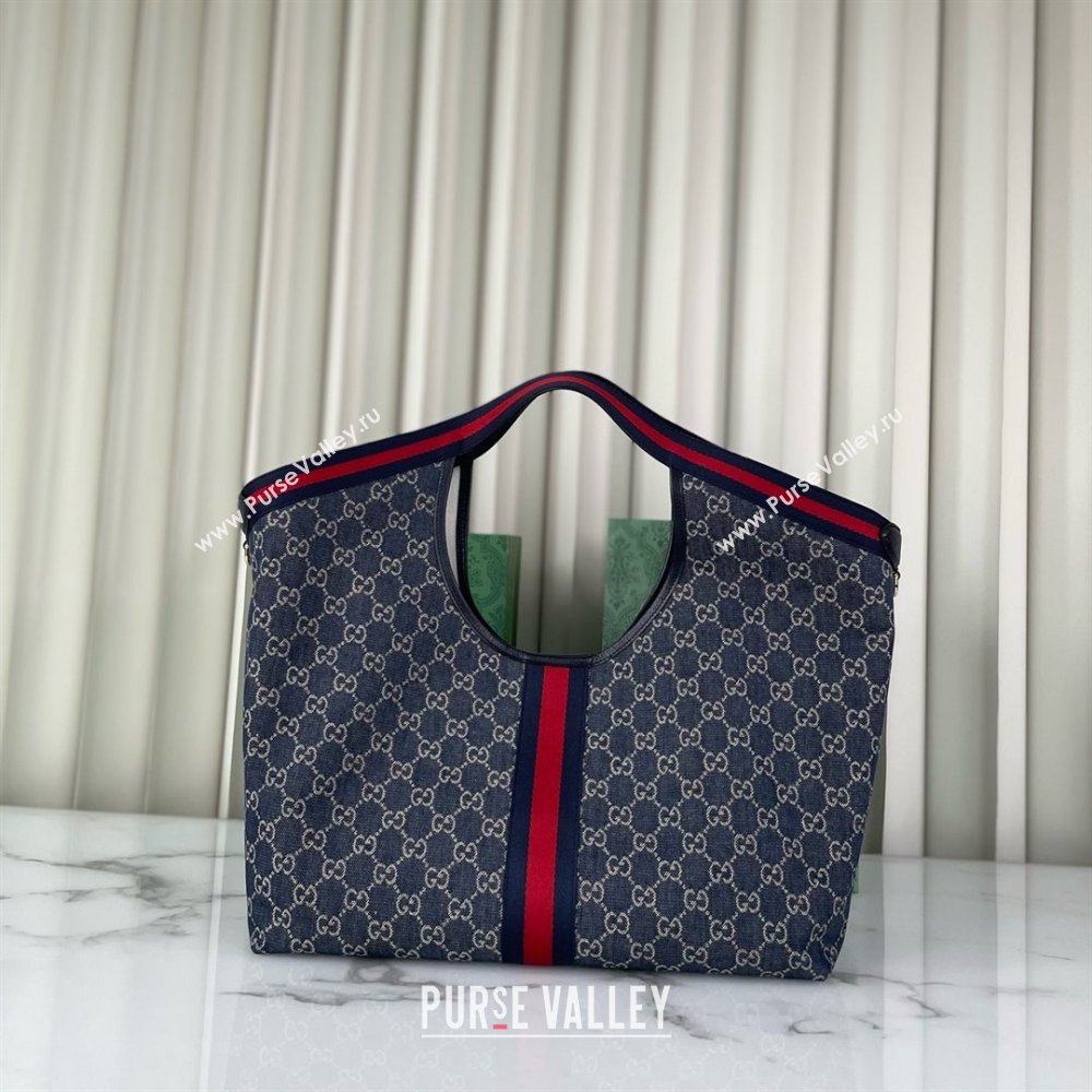 Gucci Giglio Large Tote Bag in Blue and White GG Denim 853971 2025 (DLH-25060612)