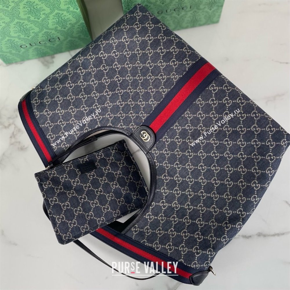 Gucci Giglio Large Tote Bag in Blue and White GG Denim 853971 2025 (DLH-25060612)