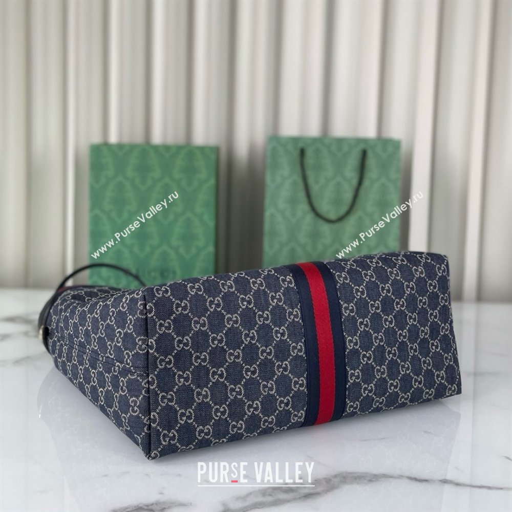 Gucci Giglio Large Tote Bag in Blue and White GG Denim 853971 2025 (DLH-25060612)