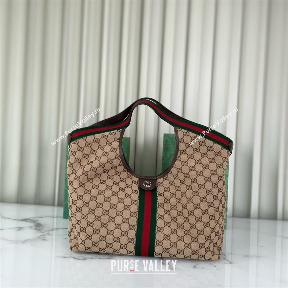 Gucci Giglio Large Tote Bag in Beige and Dark Brown GG Canvas 853971 2025 (DLH-25060611)