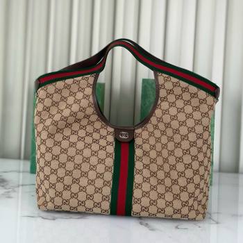 Gucci Giglio Large Tote Bag in Beige and Dark Brown GG Canvas 853971 2025 (DLH-25060611)