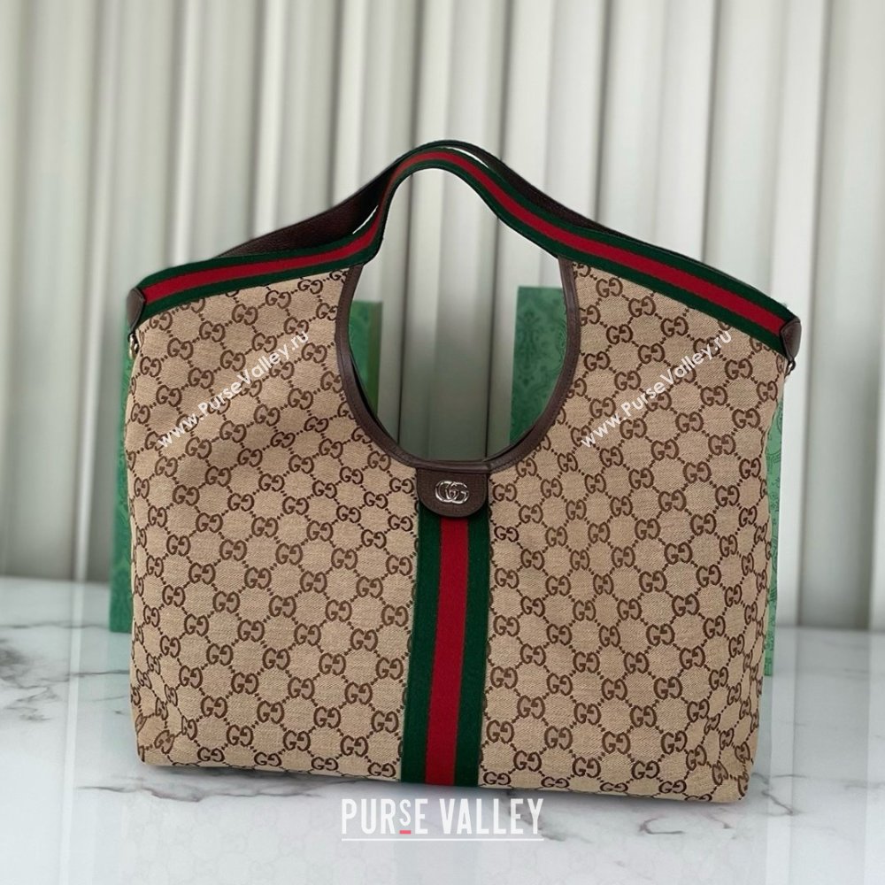 Gucci Giglio Large Tote Bag in Beige and Dark Brown GG Canvas 853971 2025 (DLH-25060611)