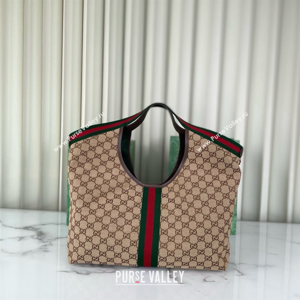 Gucci Giglio Large Tote Bag in Beige and Dark Brown GG Canvas 853971 2025 (DLH-25060611)