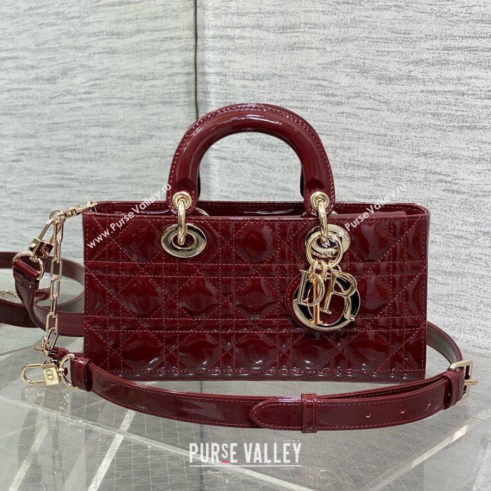 Dior Lady D-Joy Medium Bag in Patent Leather Burgundy 2025 (XXG-25060903)