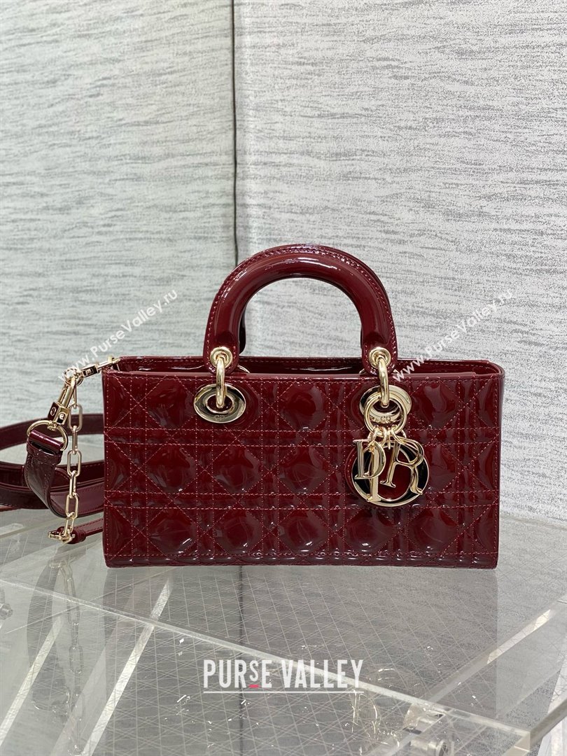 Dior Lady D-Joy Medium Bag in Patent Leather Burgundy 2025 (XXG-25060903)