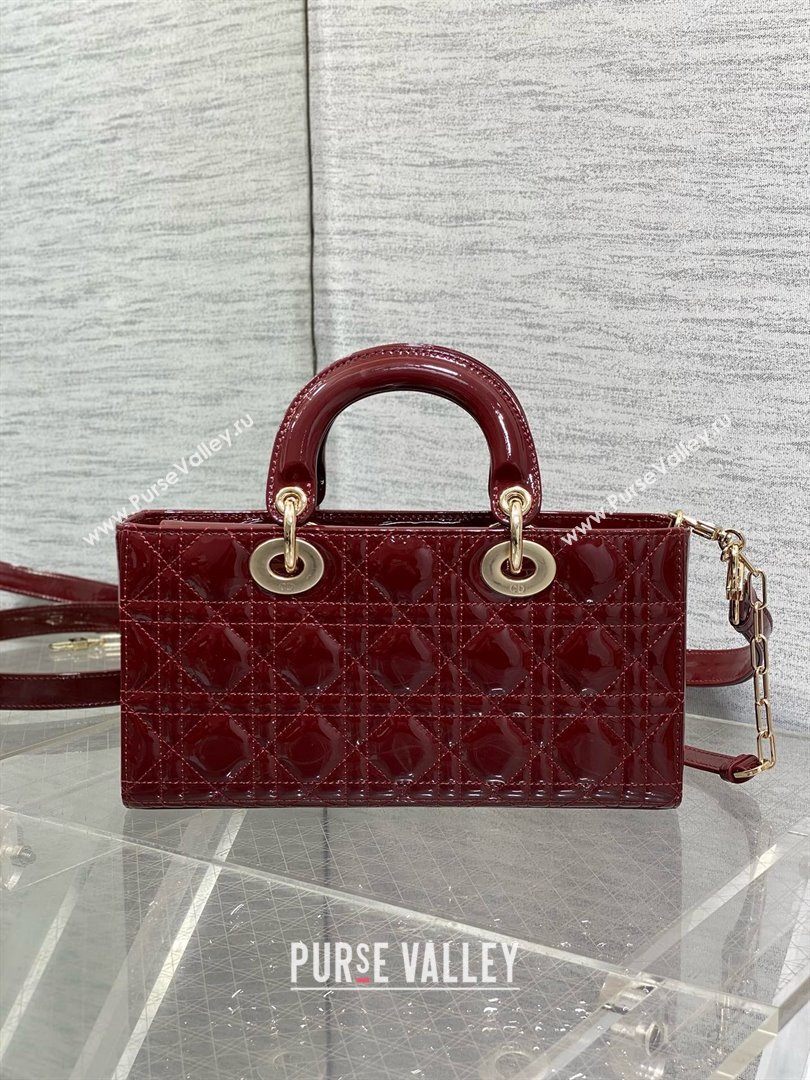 Dior Lady D-Joy Medium Bag in Patent Leather Burgundy 2025 (XXG-25060903)