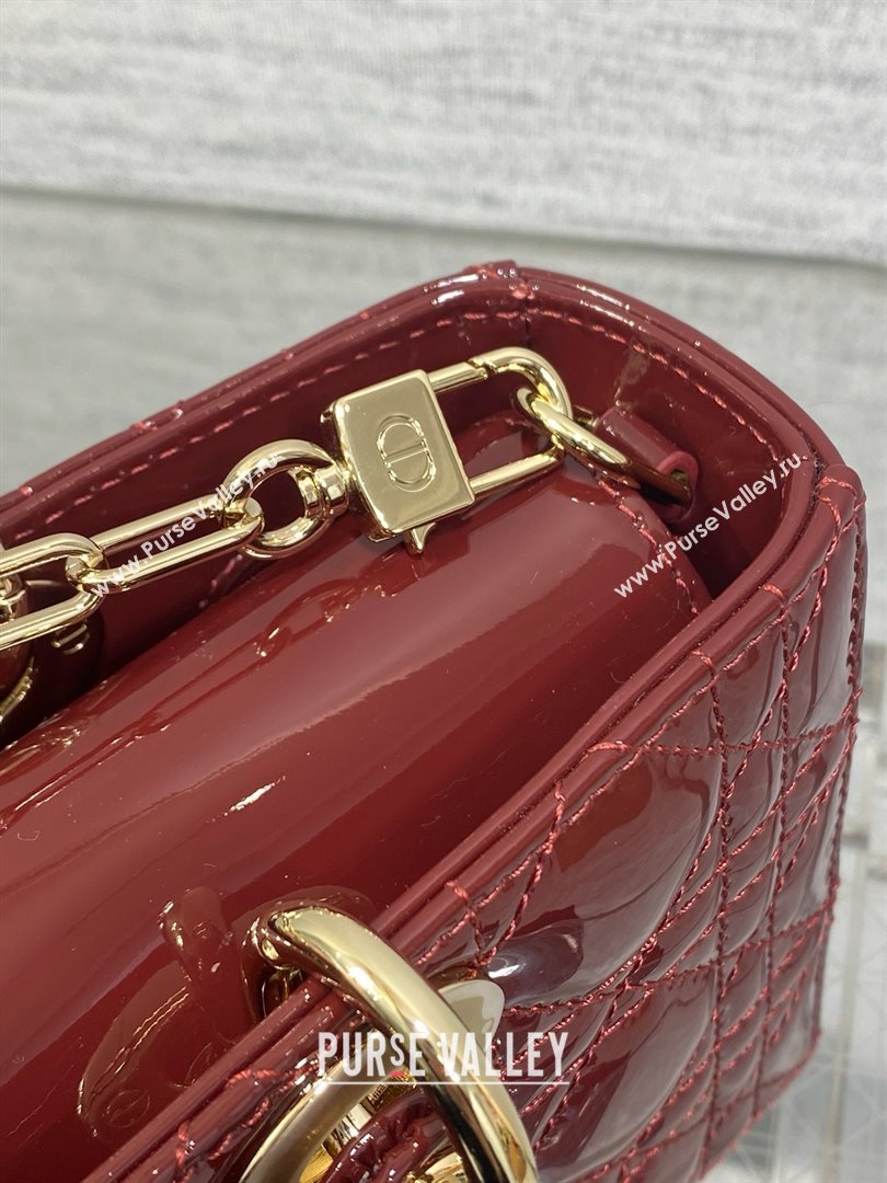 Dior Lady D-Joy Medium Bag in Patent Leather Burgundy 2025 (XXG-25060903)