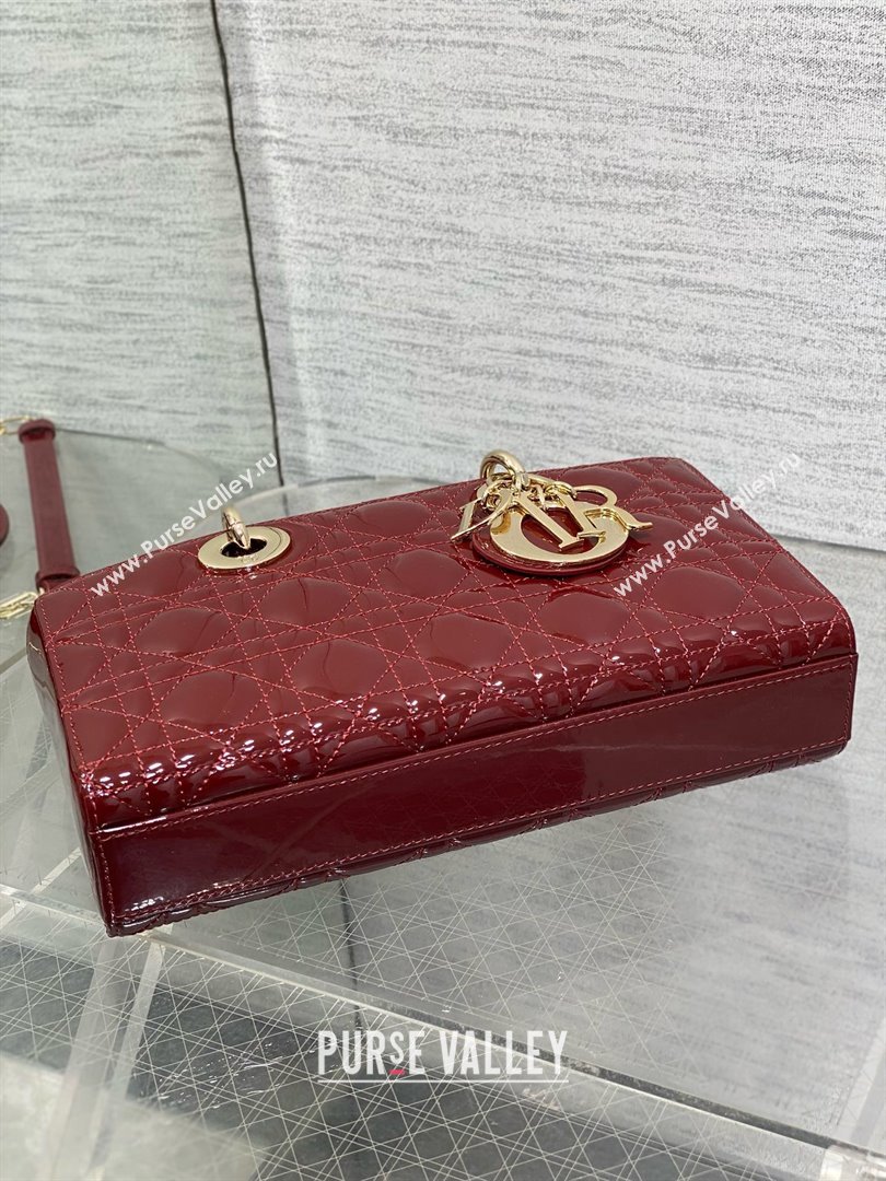 Dior Lady D-Joy Medium Bag in Patent Leather Burgundy 2025 (XXG-25060903)
