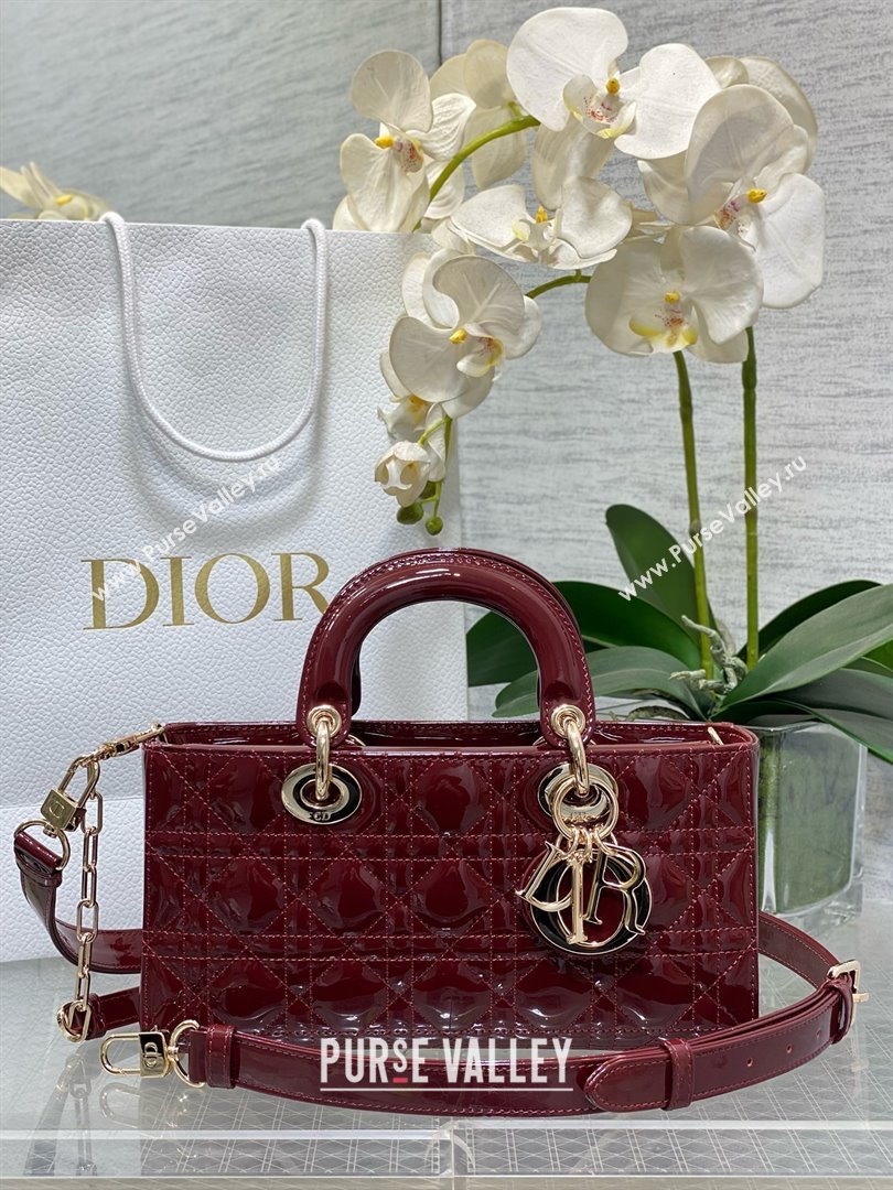 Dior Lady D-Joy Small Bag in Patent Leather Burgundy 2025 (XXG-25060904)