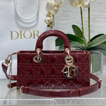 Dior Lady D-Joy Small Bag in Patent Leather Burgundy 2025 (XXG-25060904)