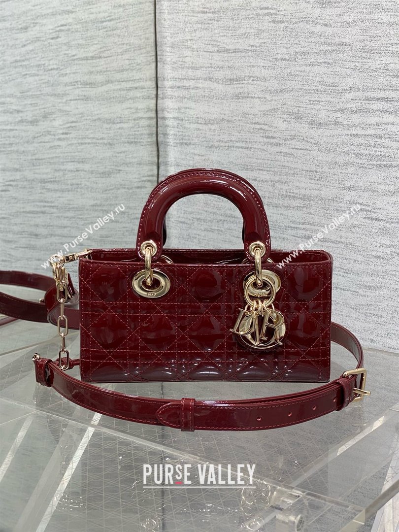 Dior Lady D-Joy Small Bag in Patent Leather Burgundy 2025 (XXG-25060904)