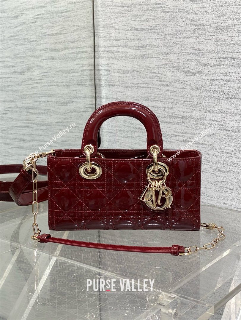 Dior Lady D-Joy Small Bag in Patent Leather Burgundy 2025 (XXG-25060904)