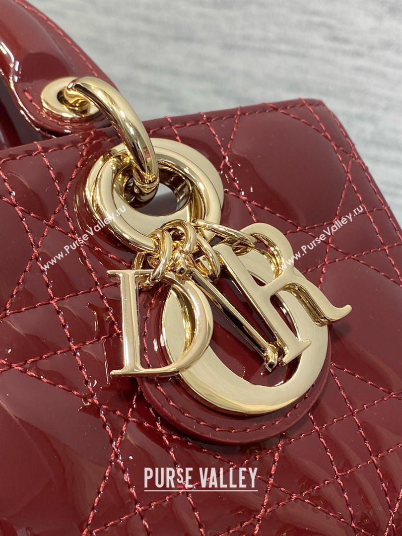 Dior Lady D-Joy Small Bag in Patent Leather Burgundy 2025 (XXG-25060904)
