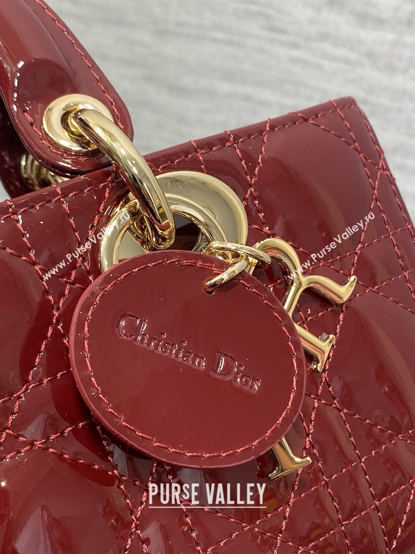 Dior Lady D-Joy Small Bag in Patent Leather Burgundy 2025 (XXG-25060904)