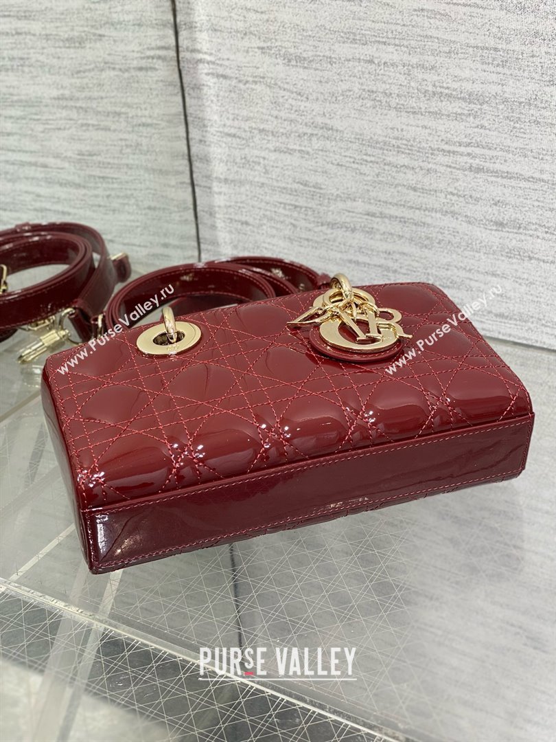 Dior Lady D-Joy Small Bag in Patent Leather Burgundy 2025 (XXG-25060904)