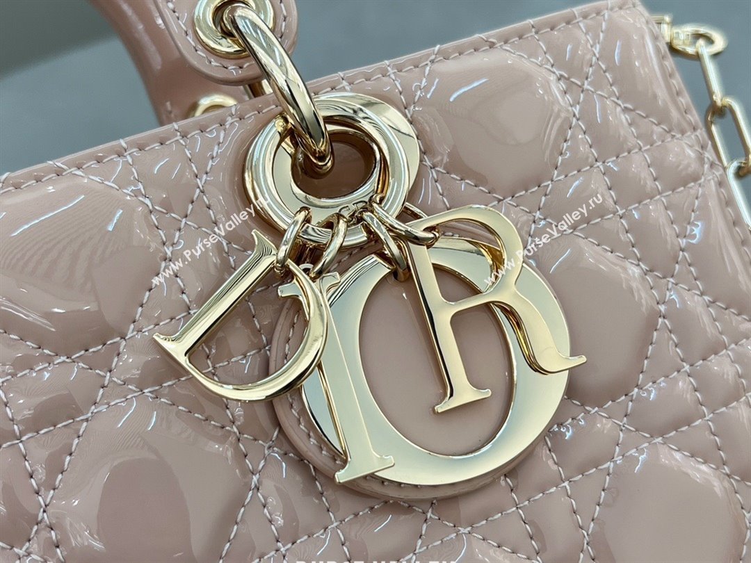 Dior Lady D-Joy Medium Bag in Patent Leather Light Pink 2025 (XXG-25060902)