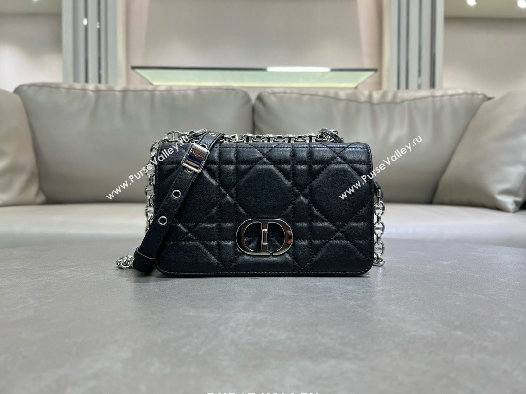 Dior Small Soft Dior Caro Bag in Macrocannage Lambskin Black/Silver 2025 M9252 (XXG-25061007)