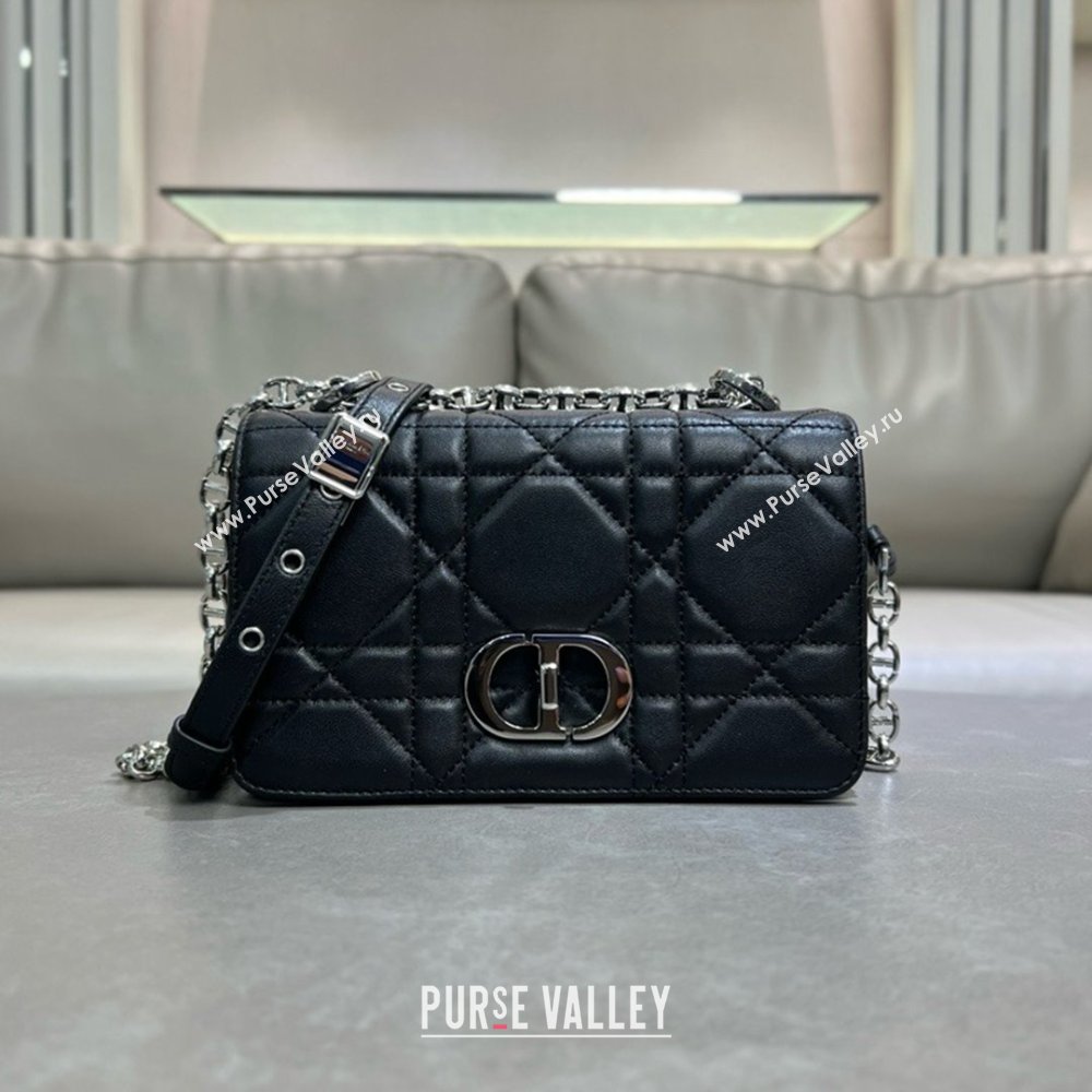 Dior Small Soft Dior Caro Bag in Macrocannage Lambskin Black/Silver 2025 M9252 (XXG-25061007)