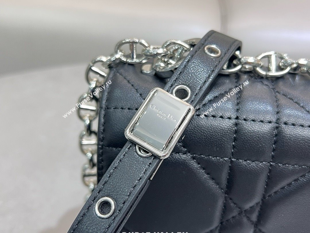 Dior Small Soft Dior Caro Bag in Macrocannage Lambskin Black/Silver 2025 M9252 (XXG-25061007)