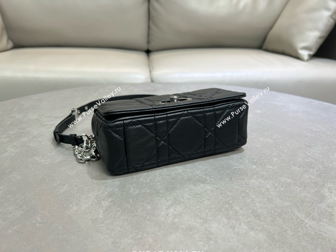 Dior Small Soft Dior Caro Bag in Macrocannage Lambskin Black/Silver 2025 M9252 (XXG-25061007)