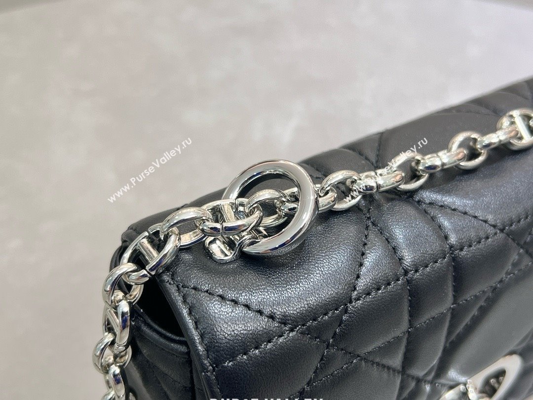 Dior Small Soft Dior Caro Bag in Macrocannage Lambskin Black/Silver 2025 M9252 (XXG-25061007)