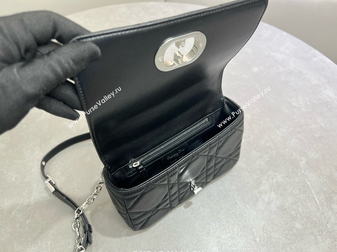 Dior Small Soft Dior Caro Bag in Macrocannage Lambskin Black/Silver 2025 M9252 (XXG-25061007)