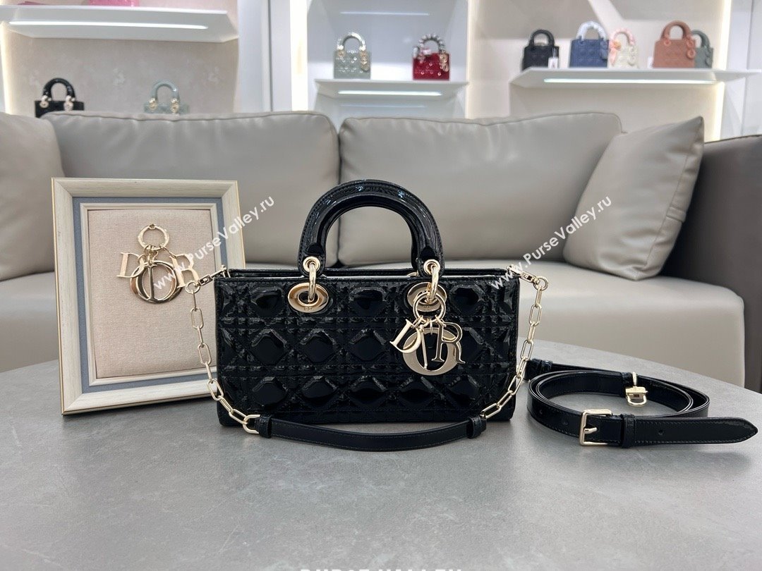 Dior Lady D-Joy Medium Bag in Patent Leather M0540 Black 2025 (XXG-25060901)