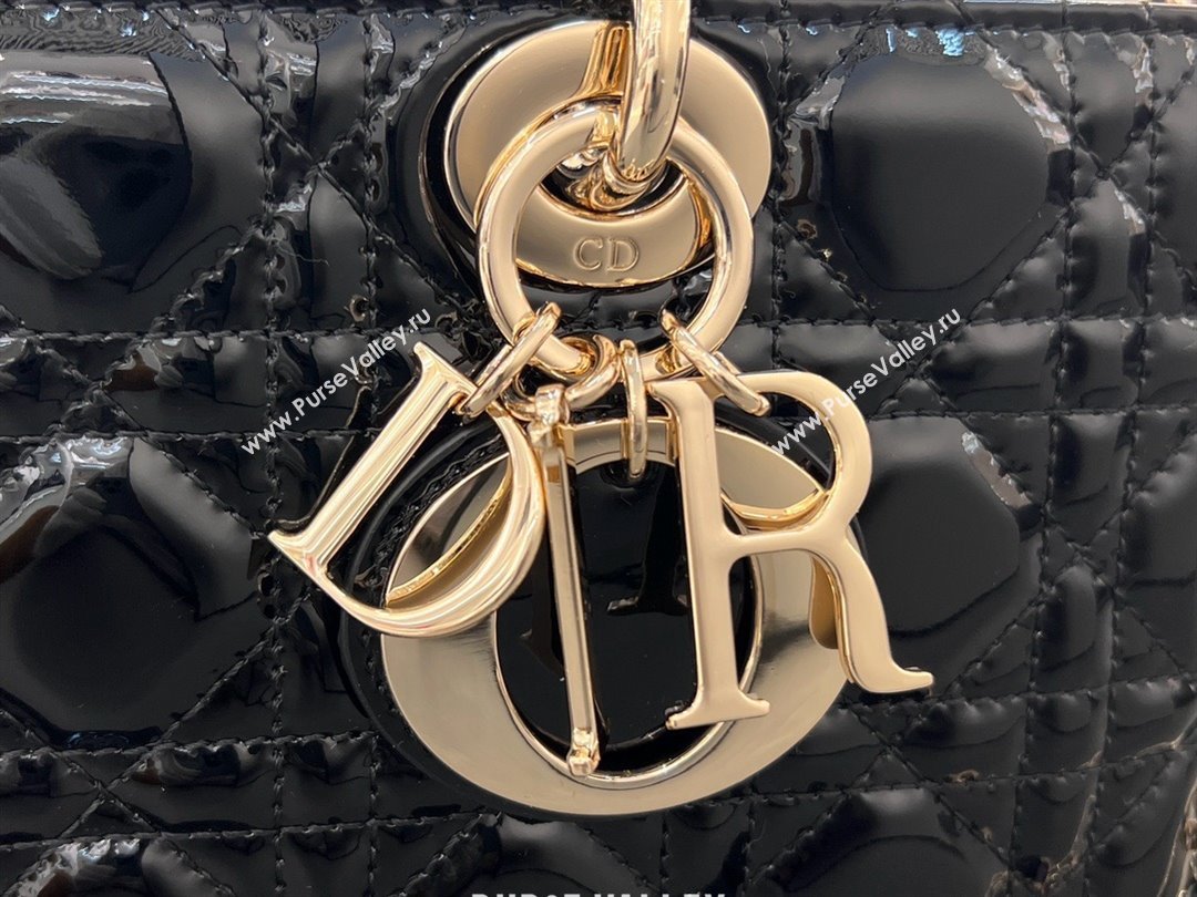 Dior Lady D-Joy Medium Bag in Patent Leather M0540 Black 2025 (XXG-25060901)