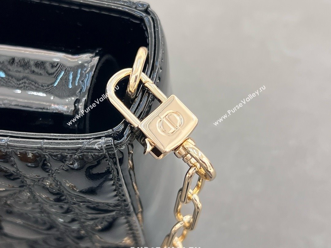 Dior Lady D-Joy Medium Bag in Patent Leather M0540 Black 2025 (XXG-25060901)