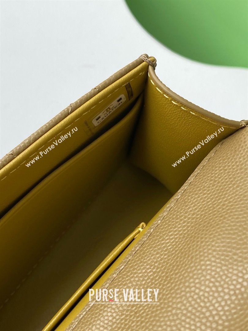 Chanel Phone Holder with Chain in Grained Shiny Calfskin AP3238 Khaki Green Spring-Summer 2025 (JY-25061114)