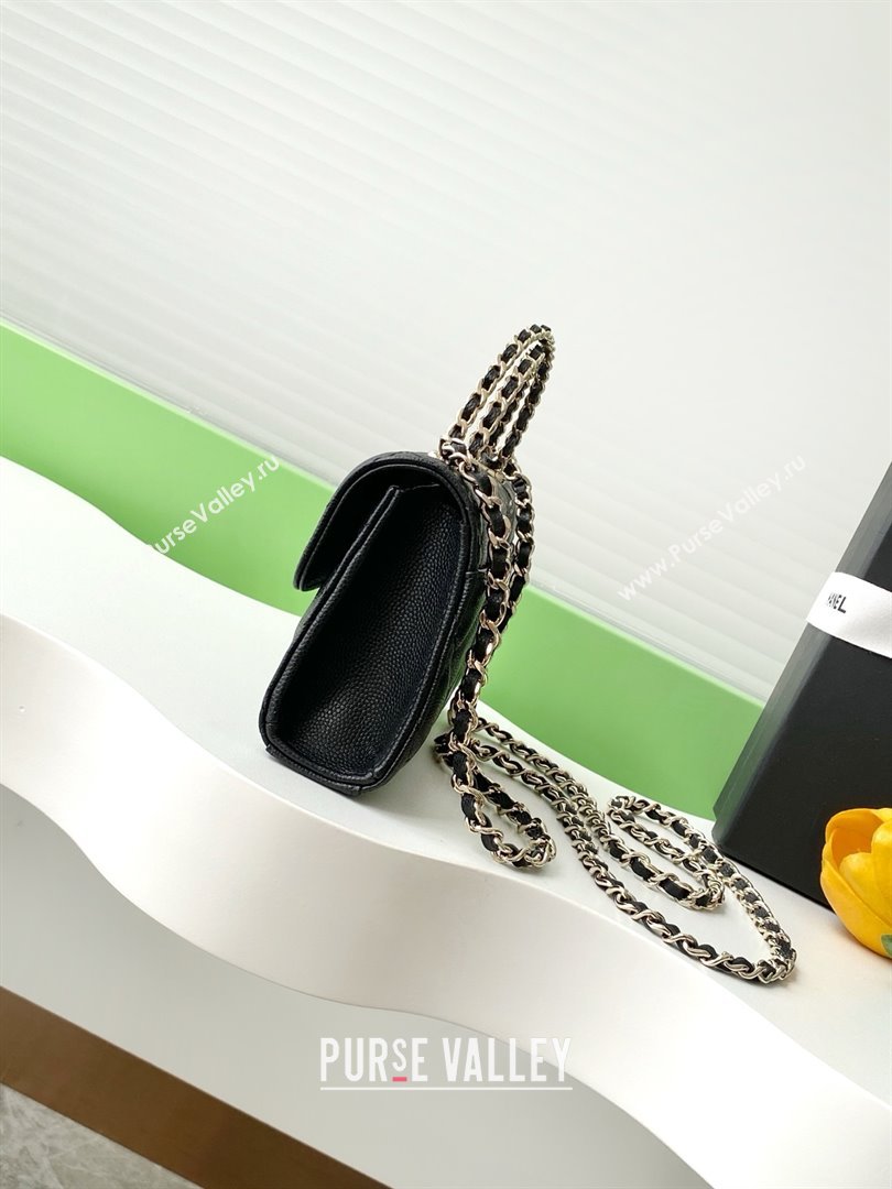 Chanel Phone Holder with Chain in Grained Shiny Calfskin AP3238 Black Spring-Summer 2025 (JY-25061105)