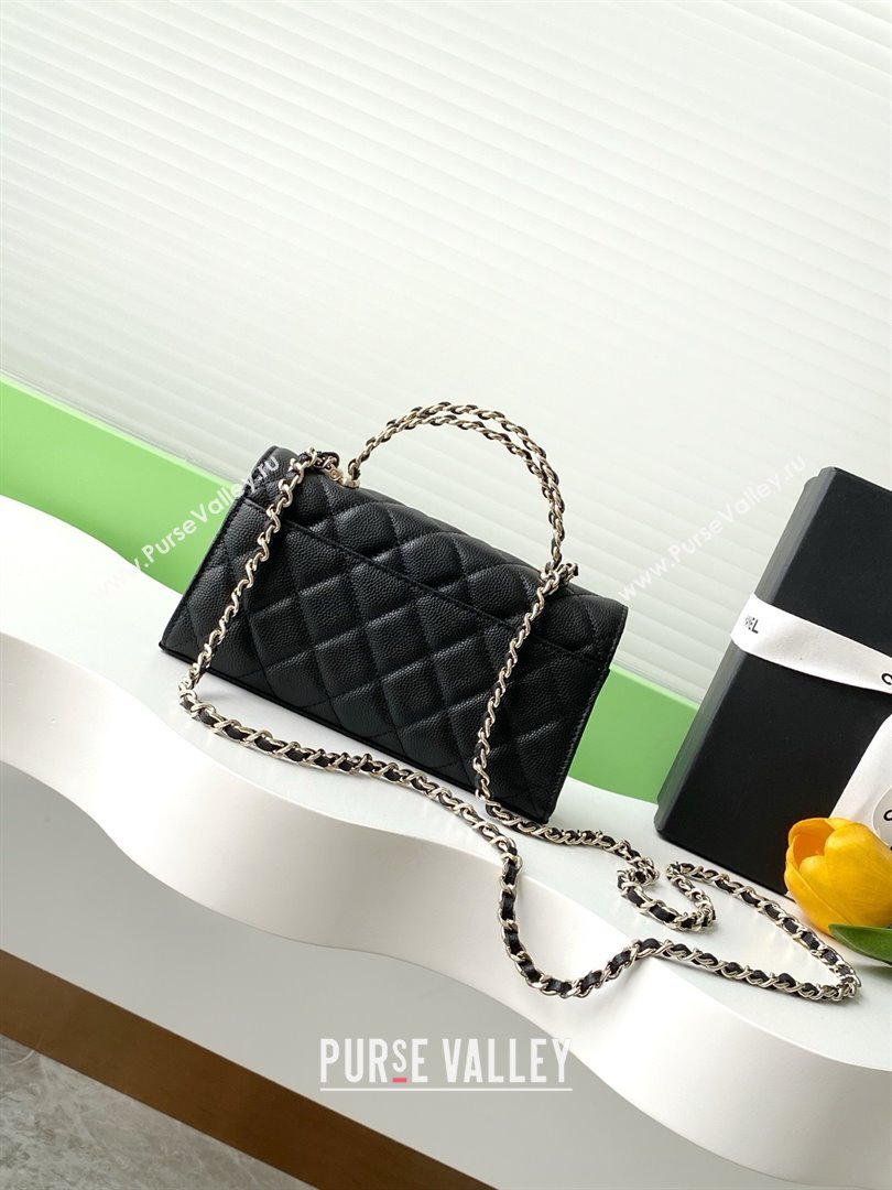 Chanel Phone Holder with Chain in Grained Shiny Calfskin AP3238 Black Spring-Summer 2025 (JY-25061105)