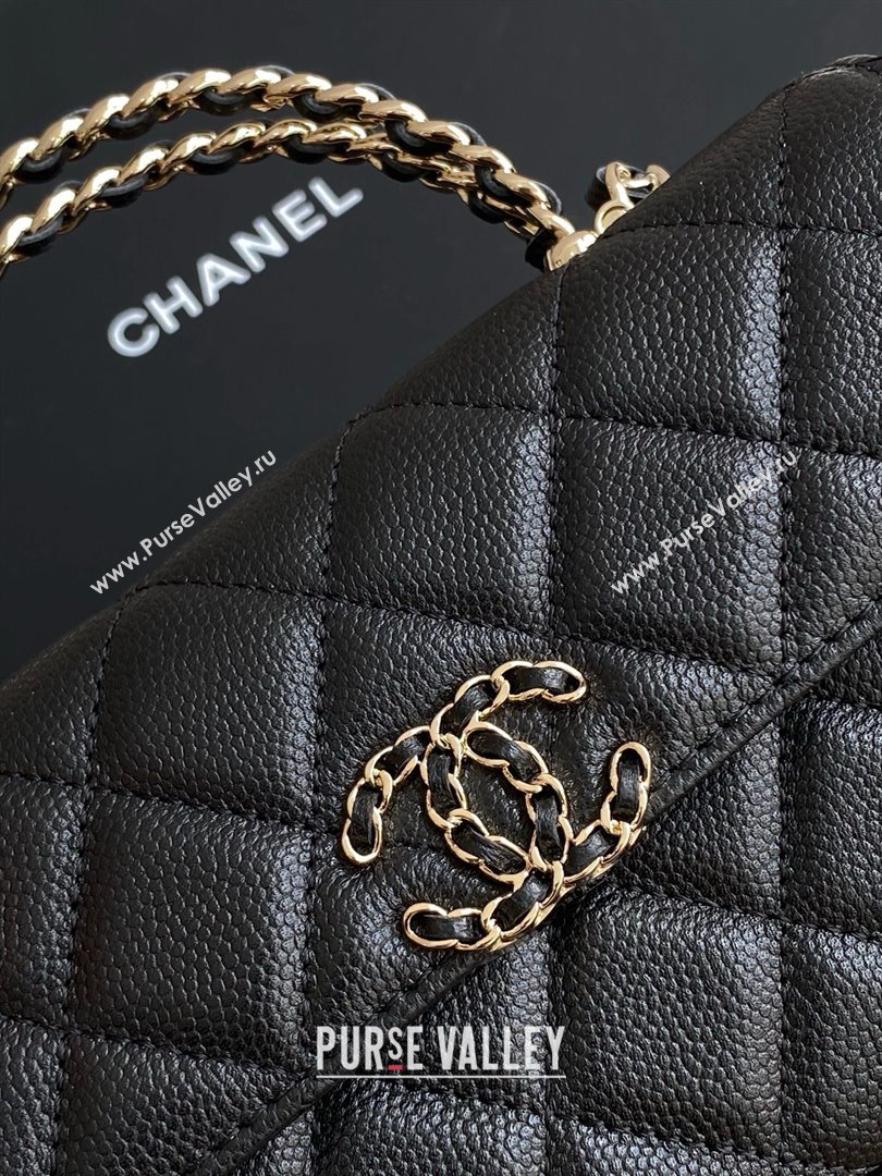 Chanel Phone Holder with Chain in Grained Shiny Calfskin AP3238 Black Spring-Summer 2025 (JY-25061105)