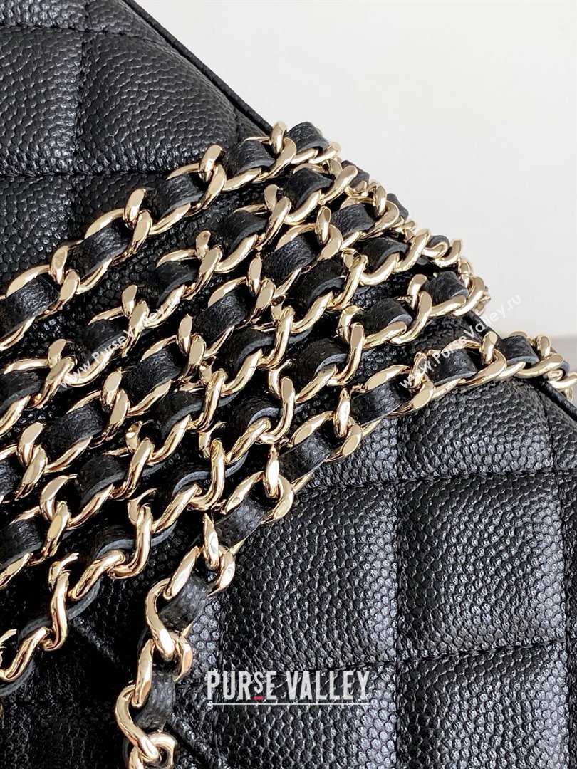Chanel Phone Holder with Chain in Grained Shiny Calfskin AP3238 Black Spring-Summer 2025 (JY-25061105)