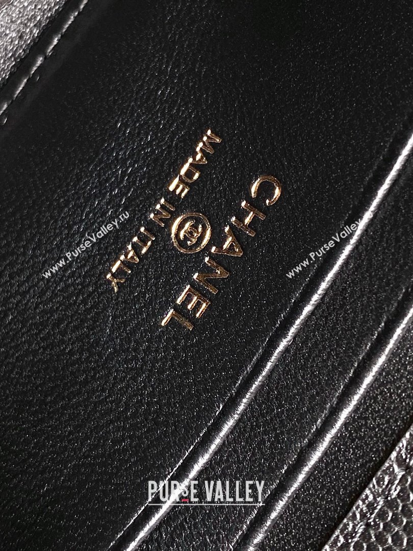 Chanel Phone Holder with Chain in Grained Shiny Calfskin AP3238 Black Spring-Summer 2025 (JY-25061105)