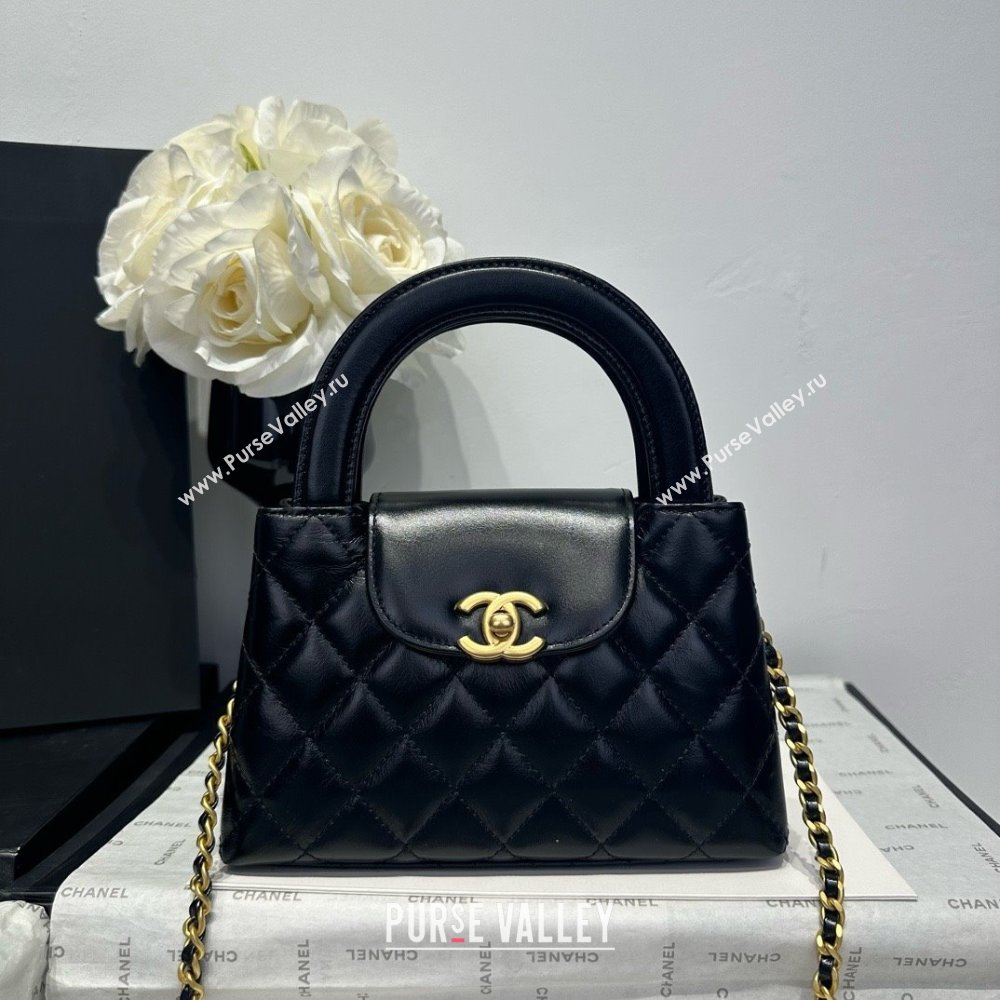 Chanel Shiny Calfskin Mini Kelly Shopping Bag AS4416 Black/Gold 2025 (SS-25061034)