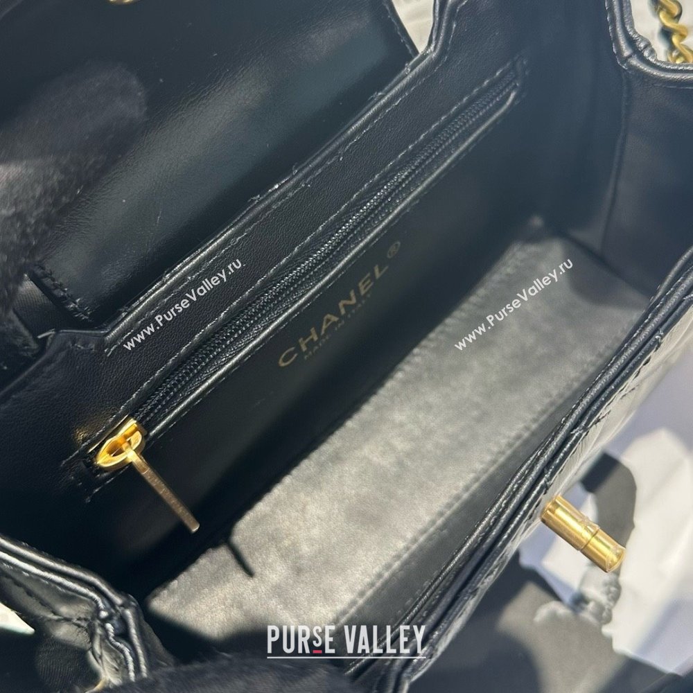 Chanel Shiny Calfskin Mini Kelly Shopping Bag AS4416 Black/Gold 2025 (SS-25061034)