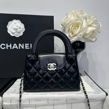 Chanel Shiny Calfskin Mini Kelly Shopping Bag AS4416 Black/Silver 2025 (SS-25061033)