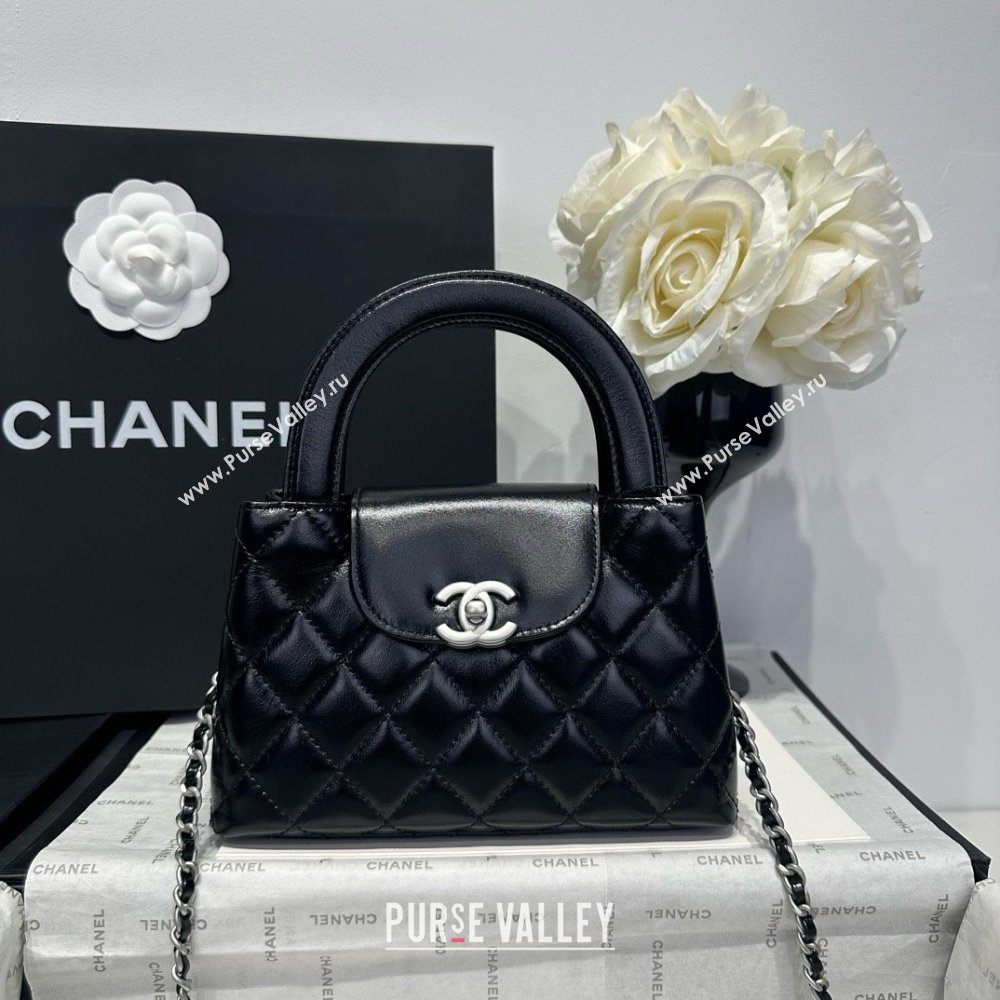 Chanel Shiny Calfskin Mini Kelly Shopping Bag AS4416 Black/Silver 2025 (SS-25061033)