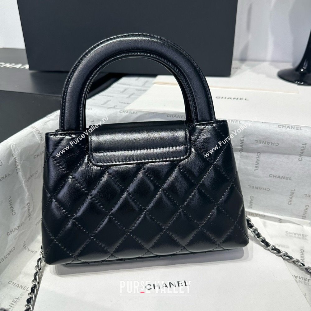 Chanel Shiny Calfskin Mini Kelly Shopping Bag AS4416 Black/Silver 2025 (SS-25061033)