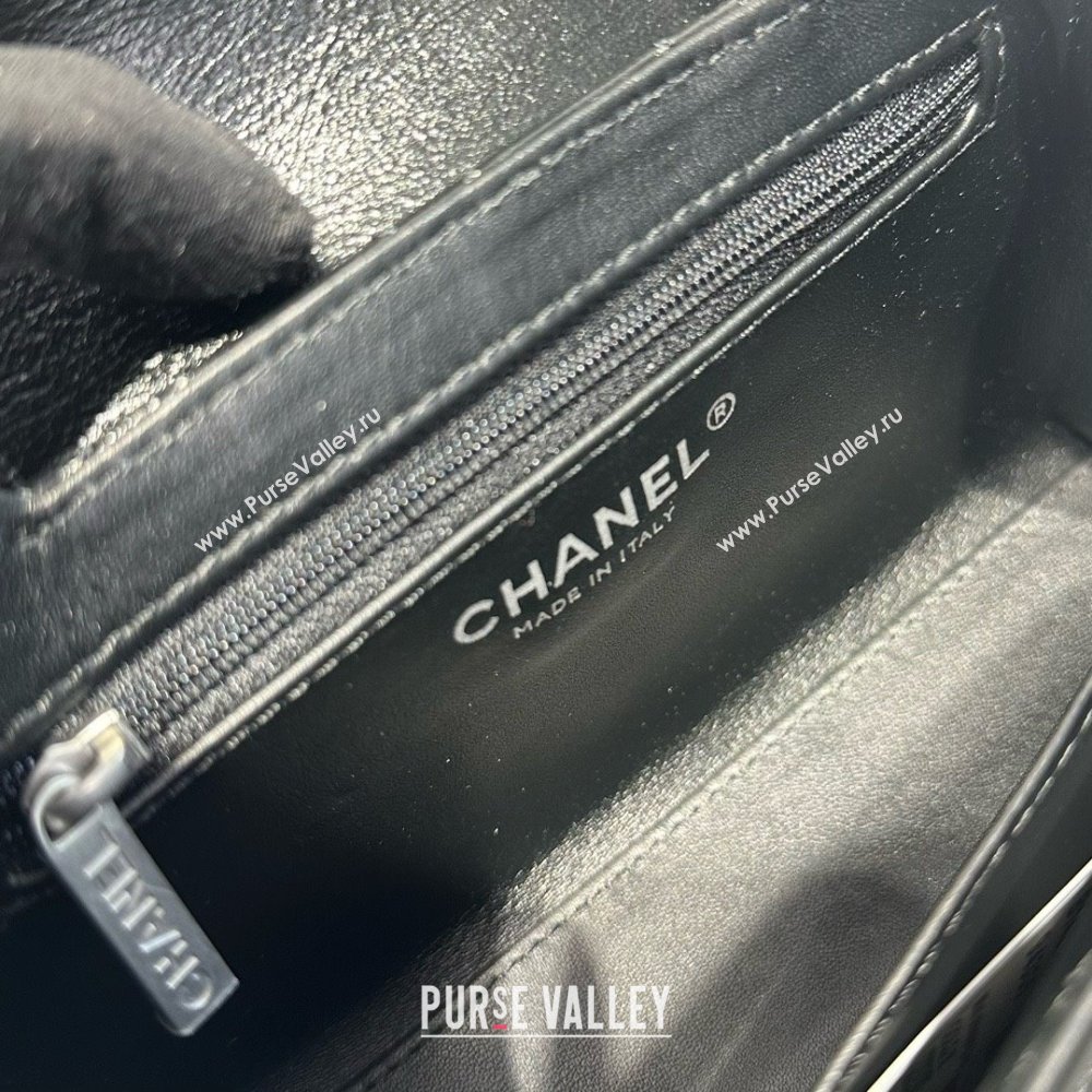 Chanel Shiny Calfskin Mini Kelly Shopping Bag AS4416 Black/Silver 2025 (SS-25061033)