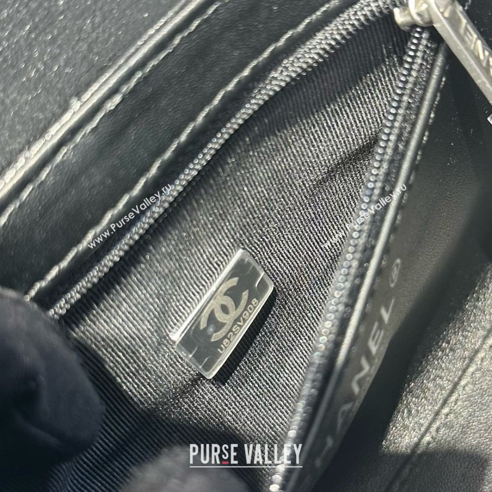 Chanel Shiny Calfskin Mini Kelly Shopping Bag AS4416 Black/Silver 2025 (SS-25061033)