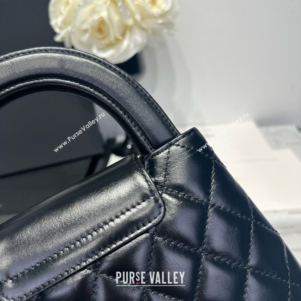 Chanel Shiny Calfskin Mini Kelly Shopping Bag AS4416 Black/Silver 2025 (SS-25061033)