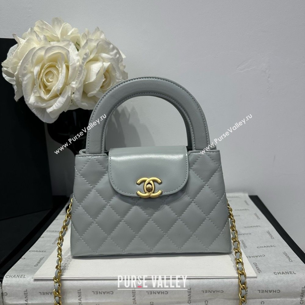 Chanel Shiny Calfskin Mini Kelly Shopping Bag AS4416 Light Grey 2025 (SS-25061031)